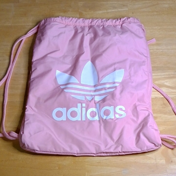 adidas Handbags - Adidas Pink Trefoil Cinch Backpack With Side Zippered Pocket
